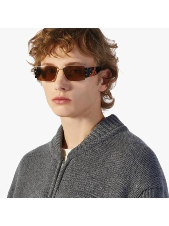 MCM MW0012 32J Sunglasses Gold Rectangle Frame, Roviex Lenses main image 7